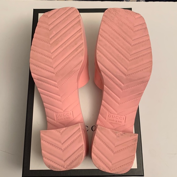 Gucci Dusty Rose Rubber Slide Sandals Sz 8 - Picture 11 of 15